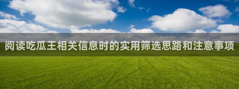 黑料网络新闻：阅读吃瓜王相关信息时的实用筛选思路和注意事项